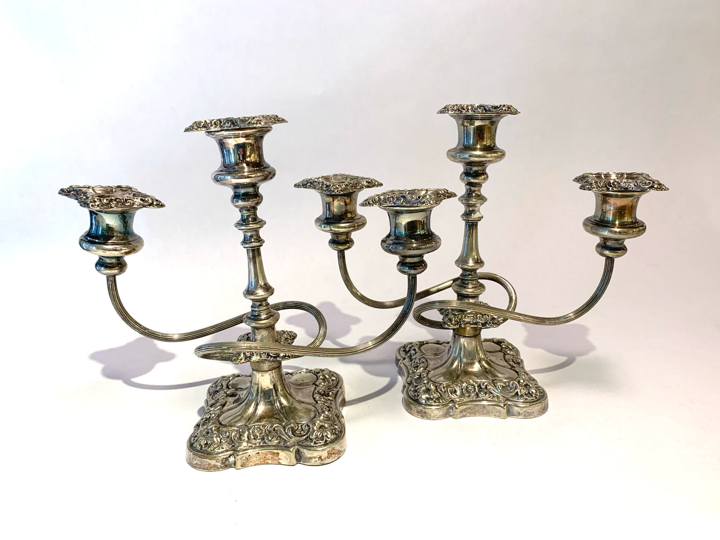 Antique Silver Candlestick Holders - Set of 2