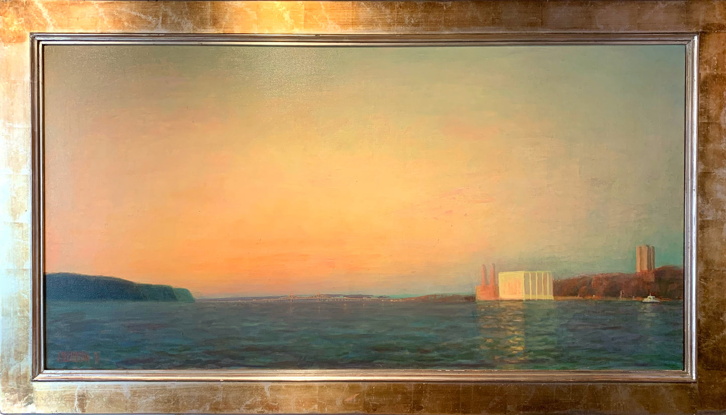 "Yonkers on the Hudson" - Painting by John Bearman