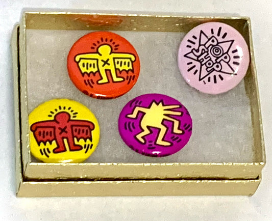 1980's Keith Haring Pop Shop Buttons - Set of 4