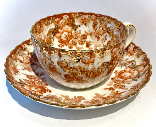 Gold Floral Tea Cup and Saucer